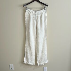 Massimo Dutti Off-White Linen Trousers